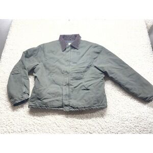 Vintage CARHARTT Green Detroit Corduroy Collar Quilt Lined Jacket Men's 2XL